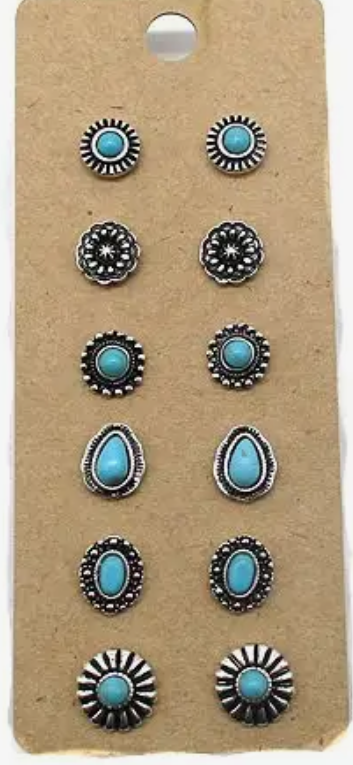 Western Post Earrings Set-6 Pair