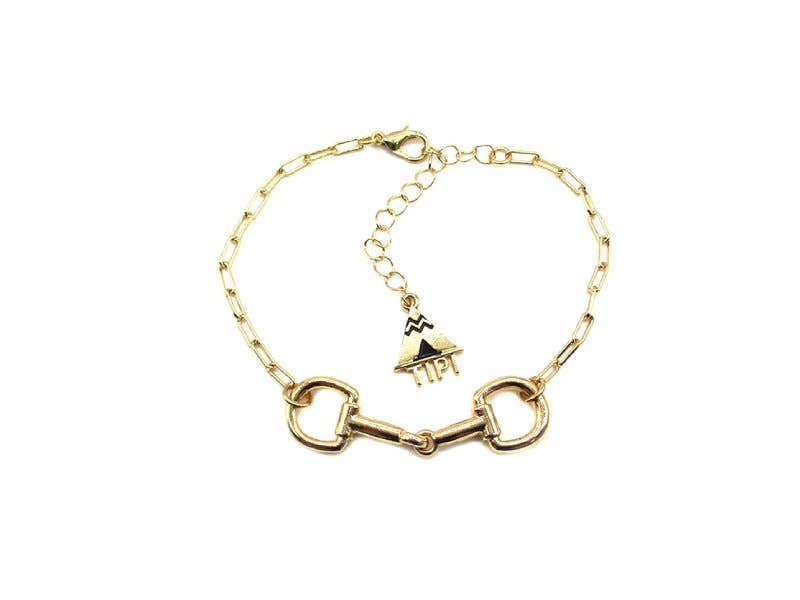 Western Snaffle Bit Chain Bracelet Gold