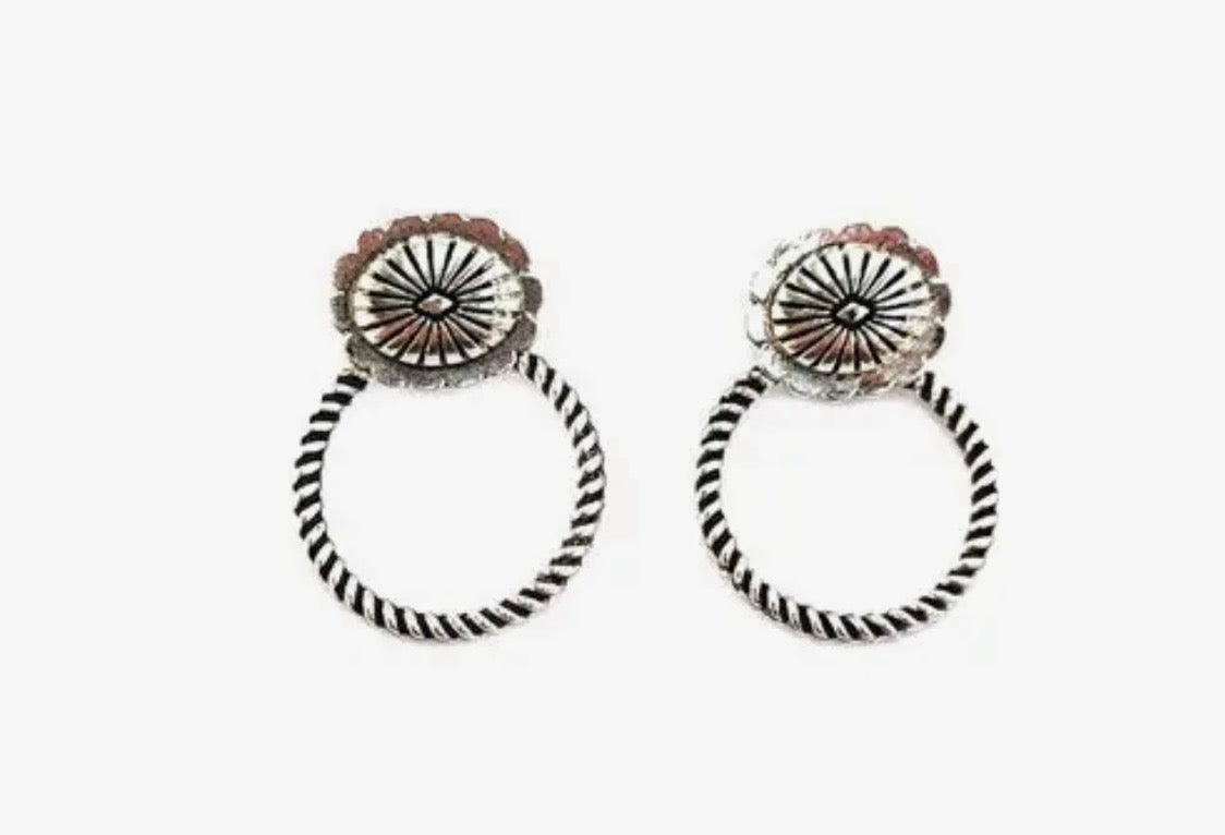 Western Concho Post Earrings