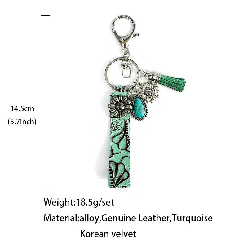 Western Cowboy Vintage Turquoise Keychain