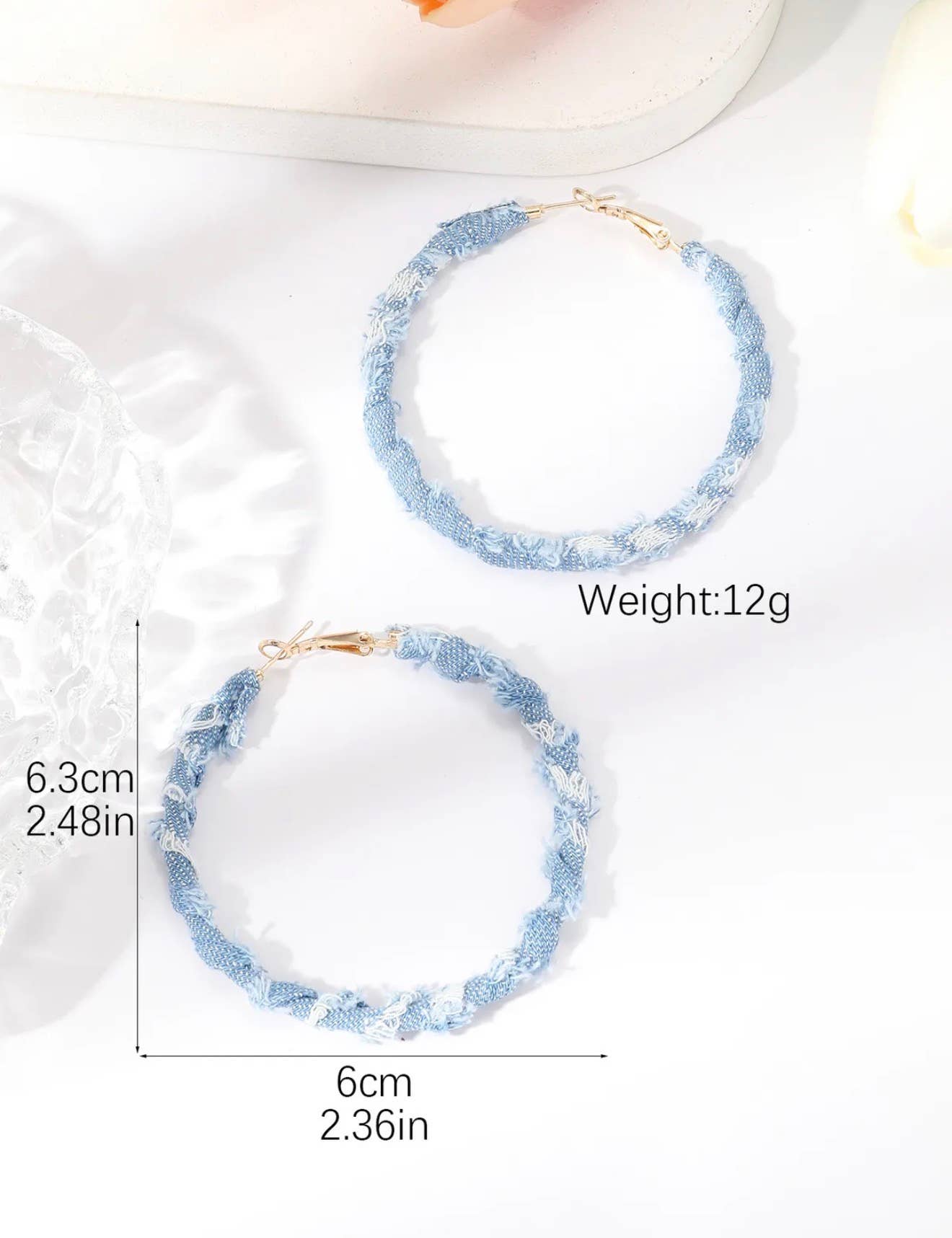 Denim Hoop Earrings