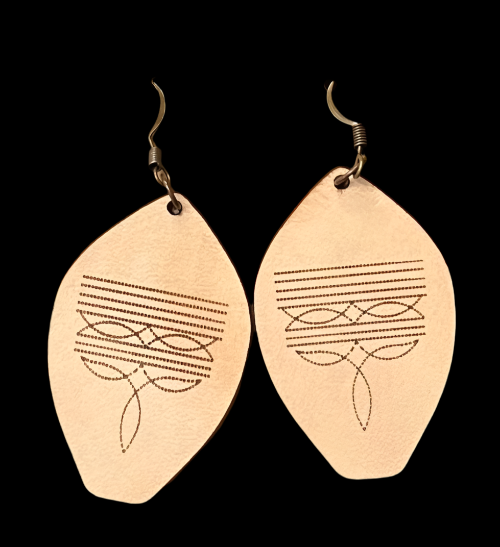 Wooden Boot Stitch Earrings