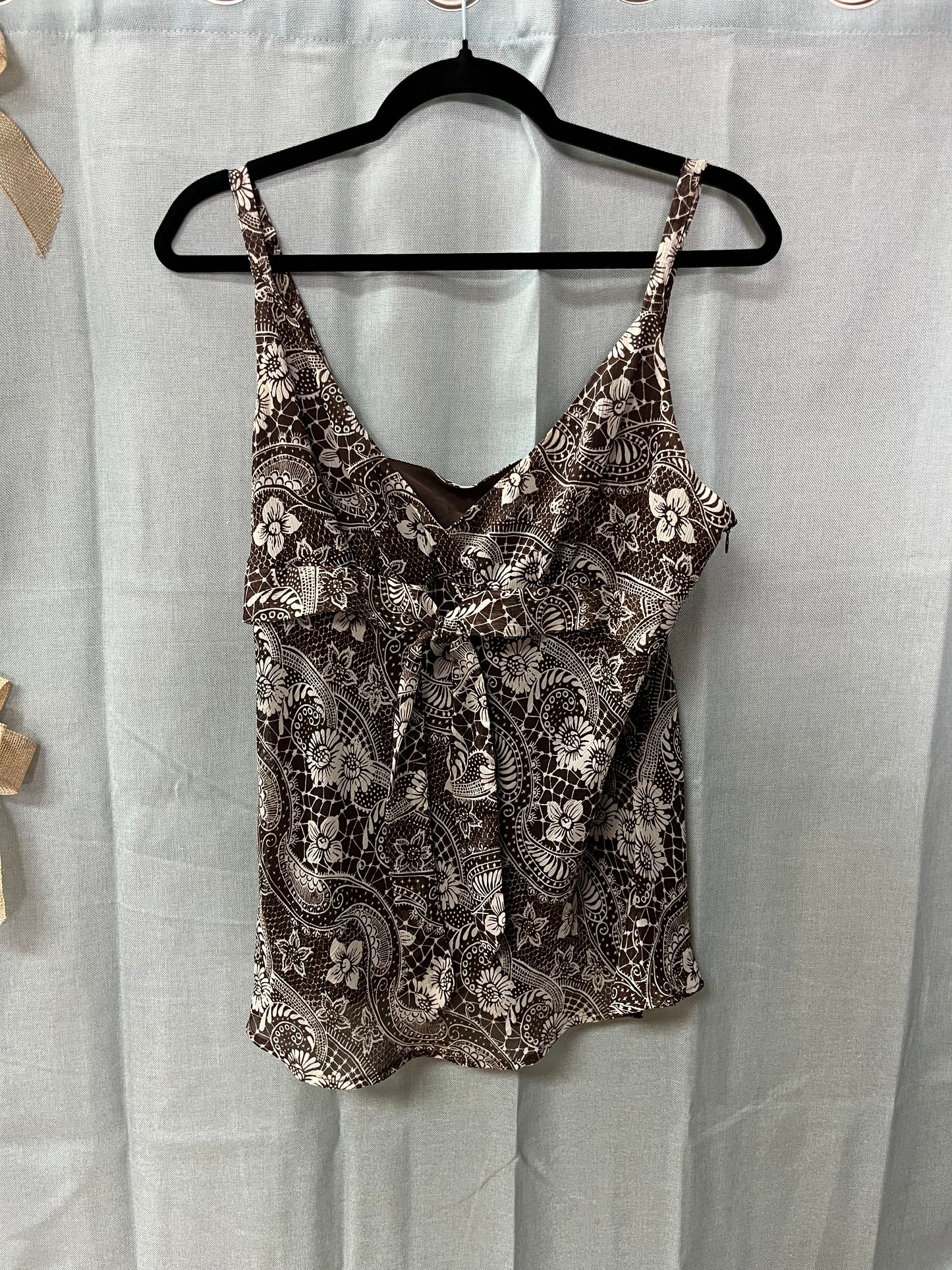 Floral Print Spaghetti Strap Blouse-Size L