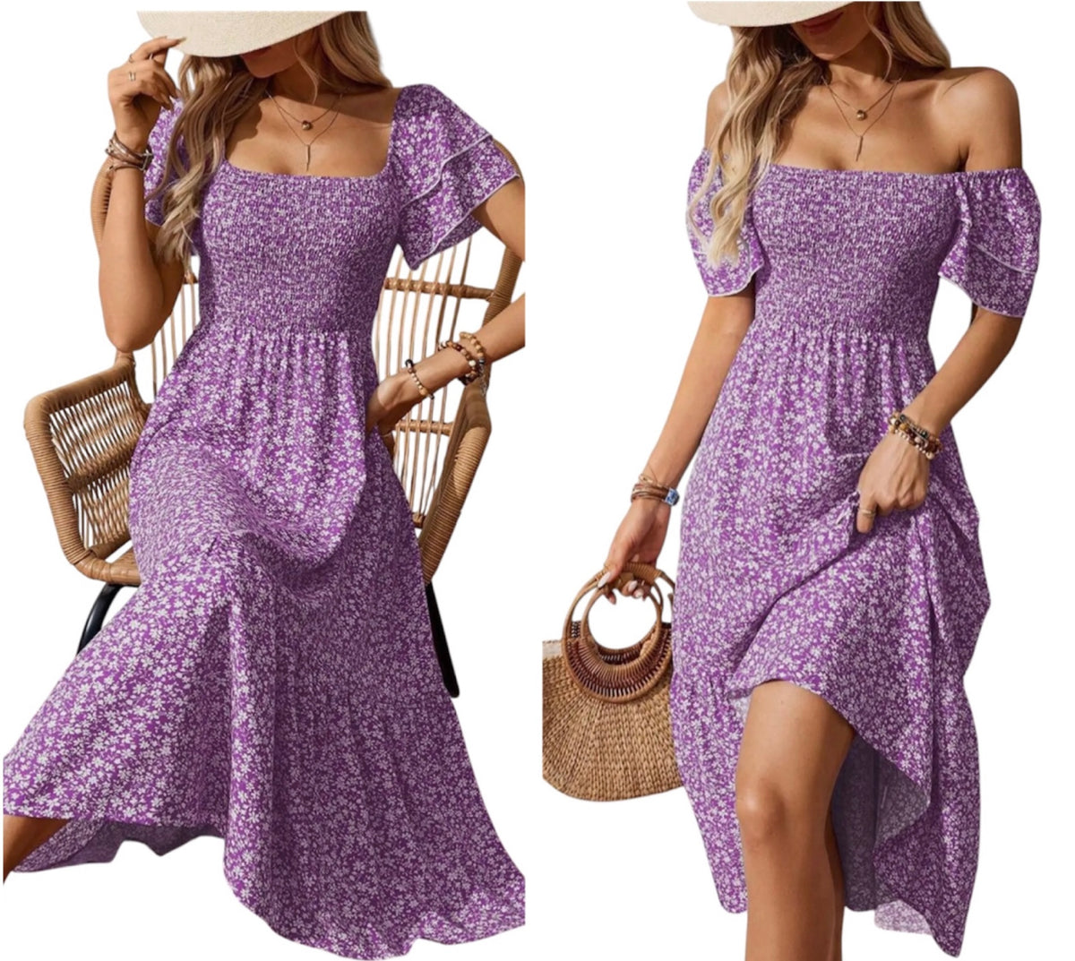 Short-Sleeved Square Neck Dress