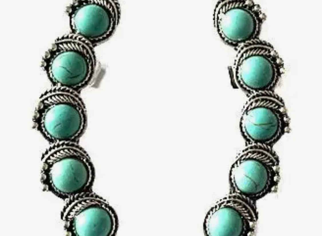 Western Turquoise Curved Bar Ear Cuff