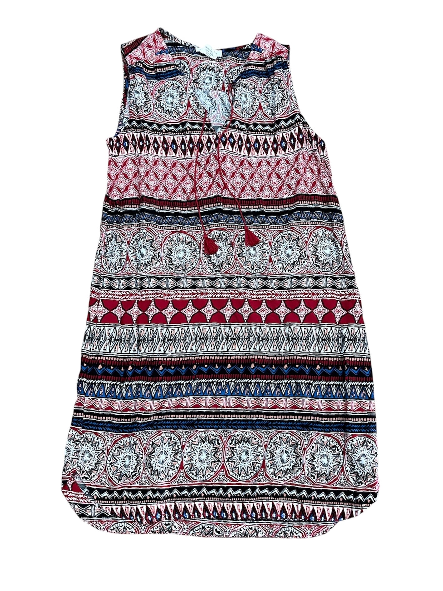 Red & Black Patterned Dress-Size M