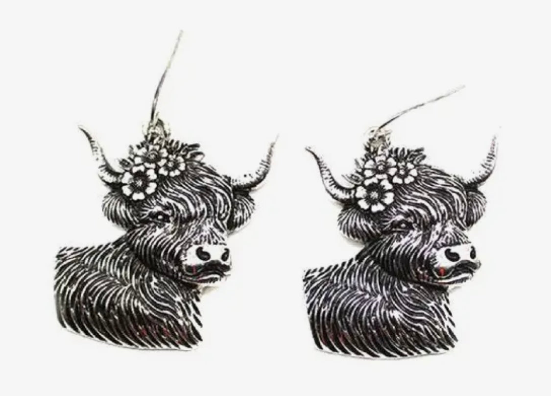 Western Cow Dangle Earrings