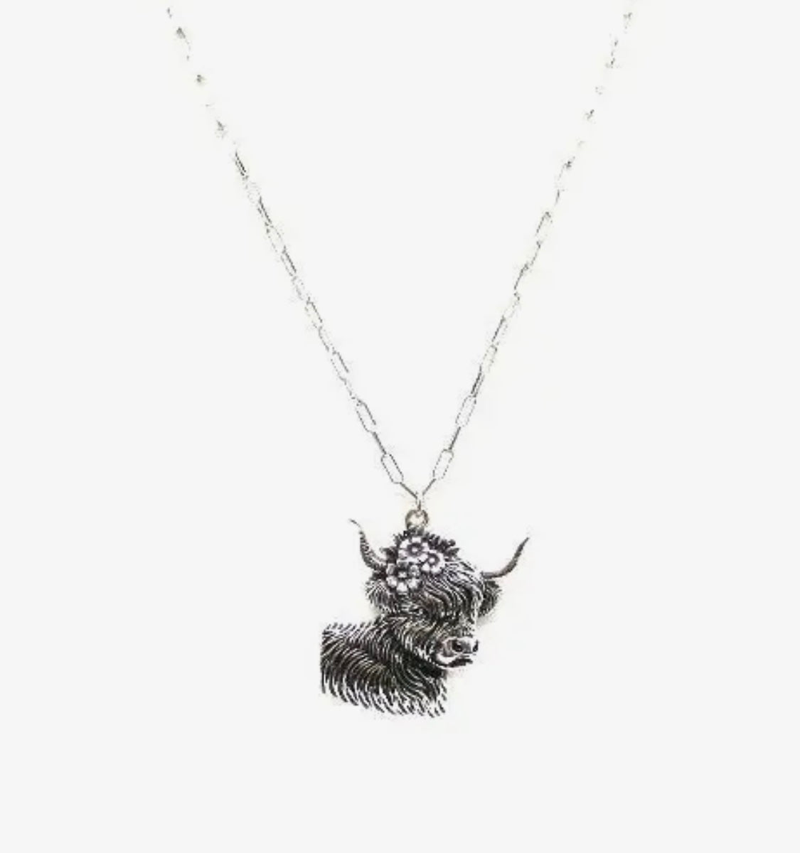 Western Cow Pendant Necklace