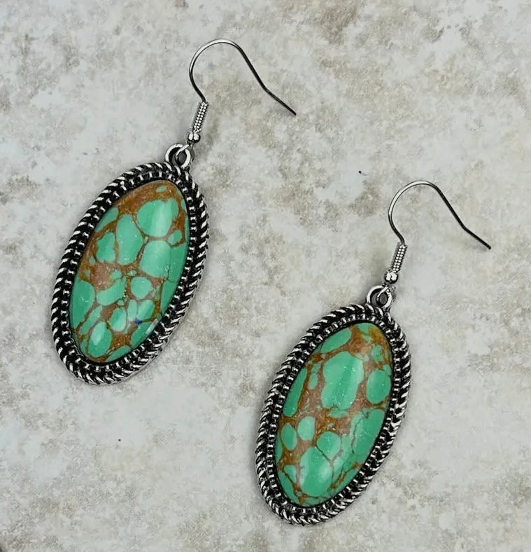 Green Stone Dangle Earrings