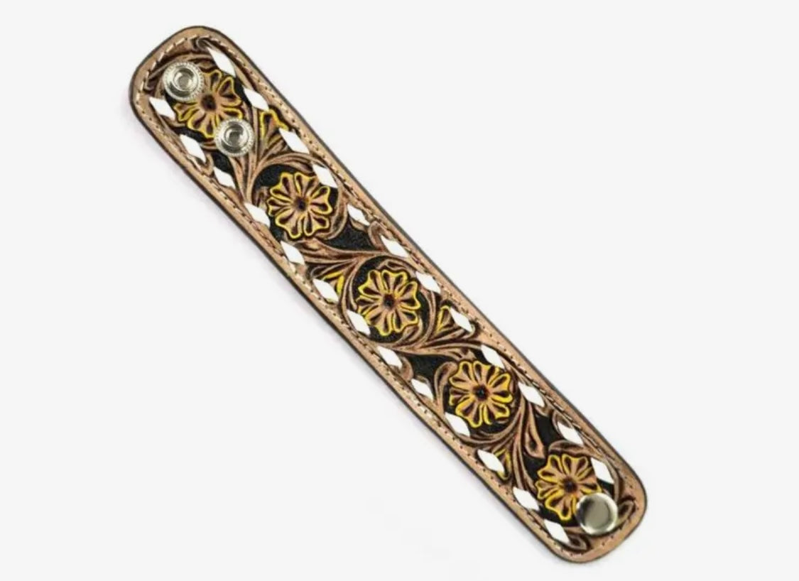 Western Tooled Leather Bracelets