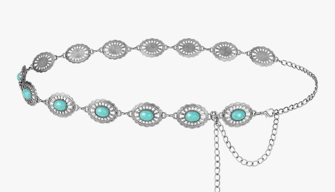Turquoise Concho Chain Belt