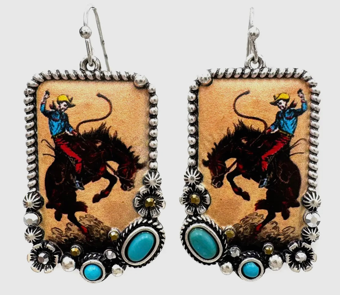 Rodeo Cowboy Dangle Earrings