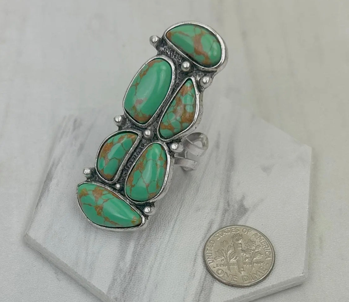 Green Turquoise Adjustable Ring