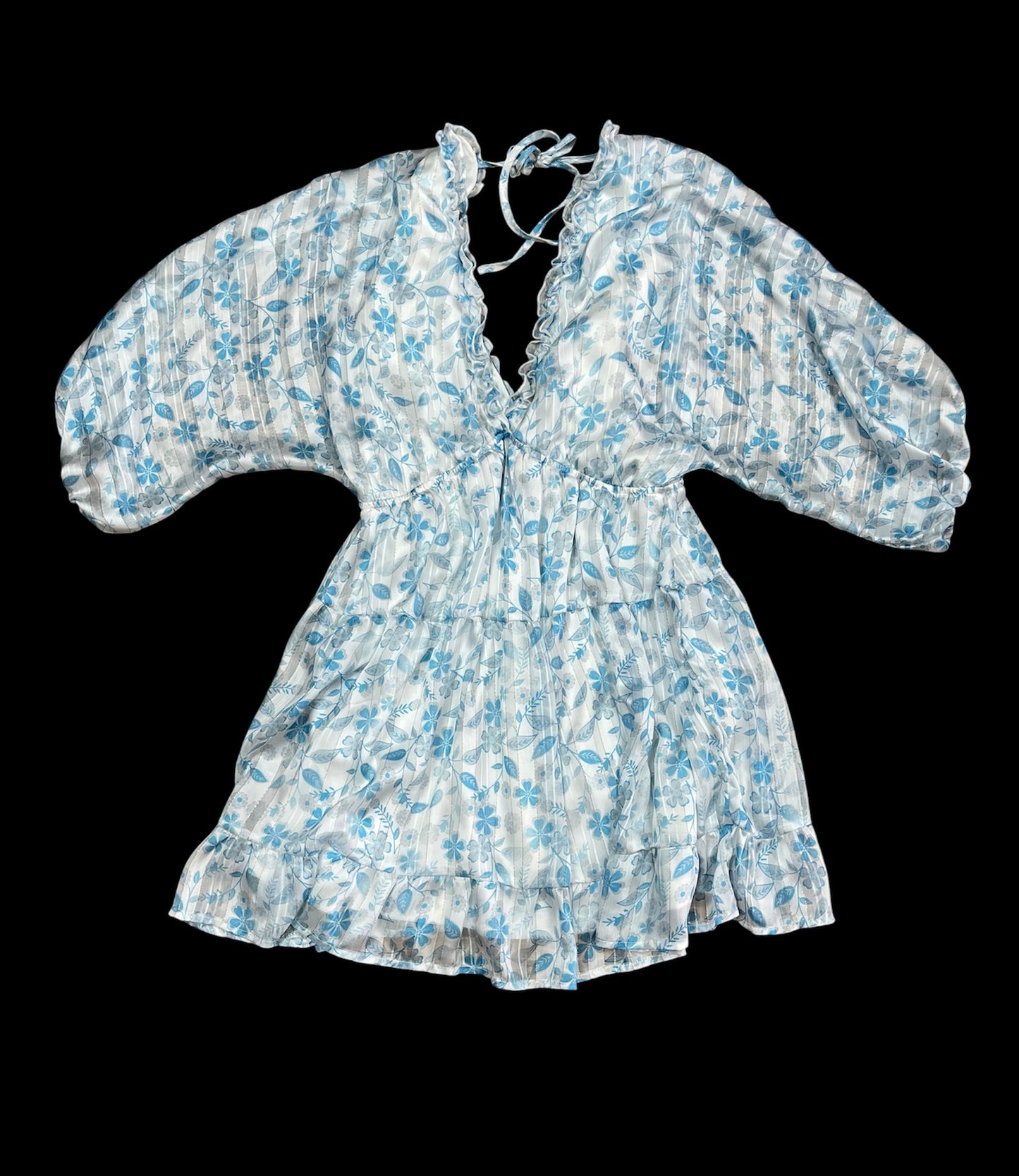 Blue & White Backless Dress-Size L