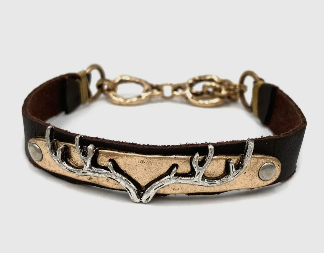 Deer Antler Leather Bracelet