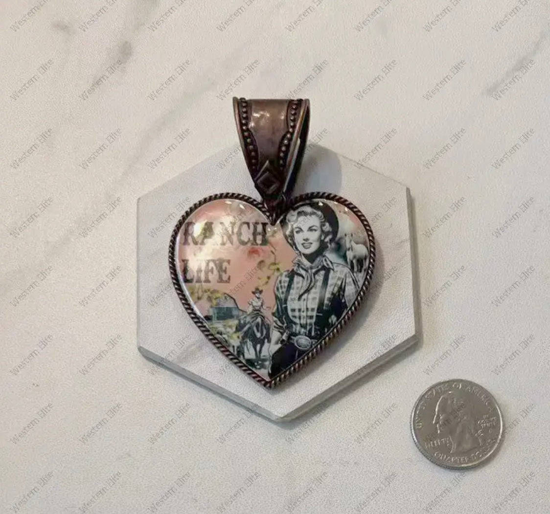 Western Copper Plated Heart Pendant
