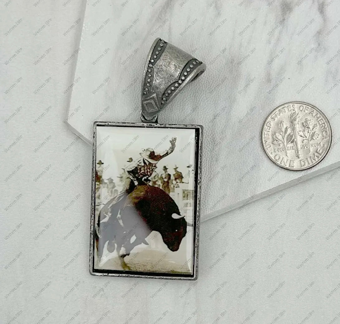 Silver Metal Cowboy Pendant (Silky Scarves Sold Separately)
