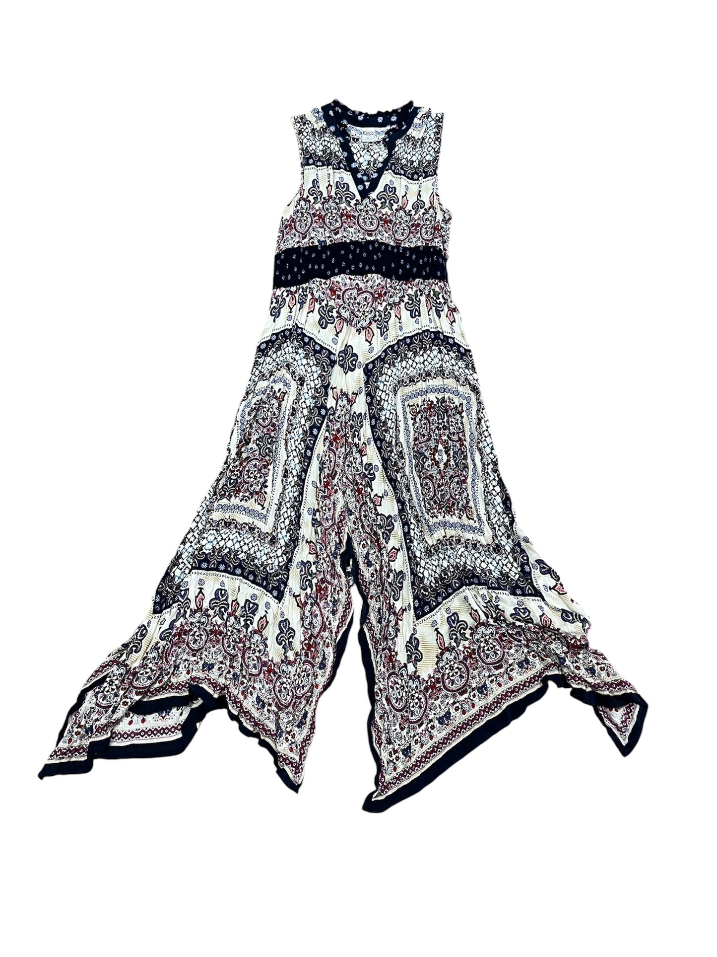 Royal Blue Patterned Maxi Dress-Size L