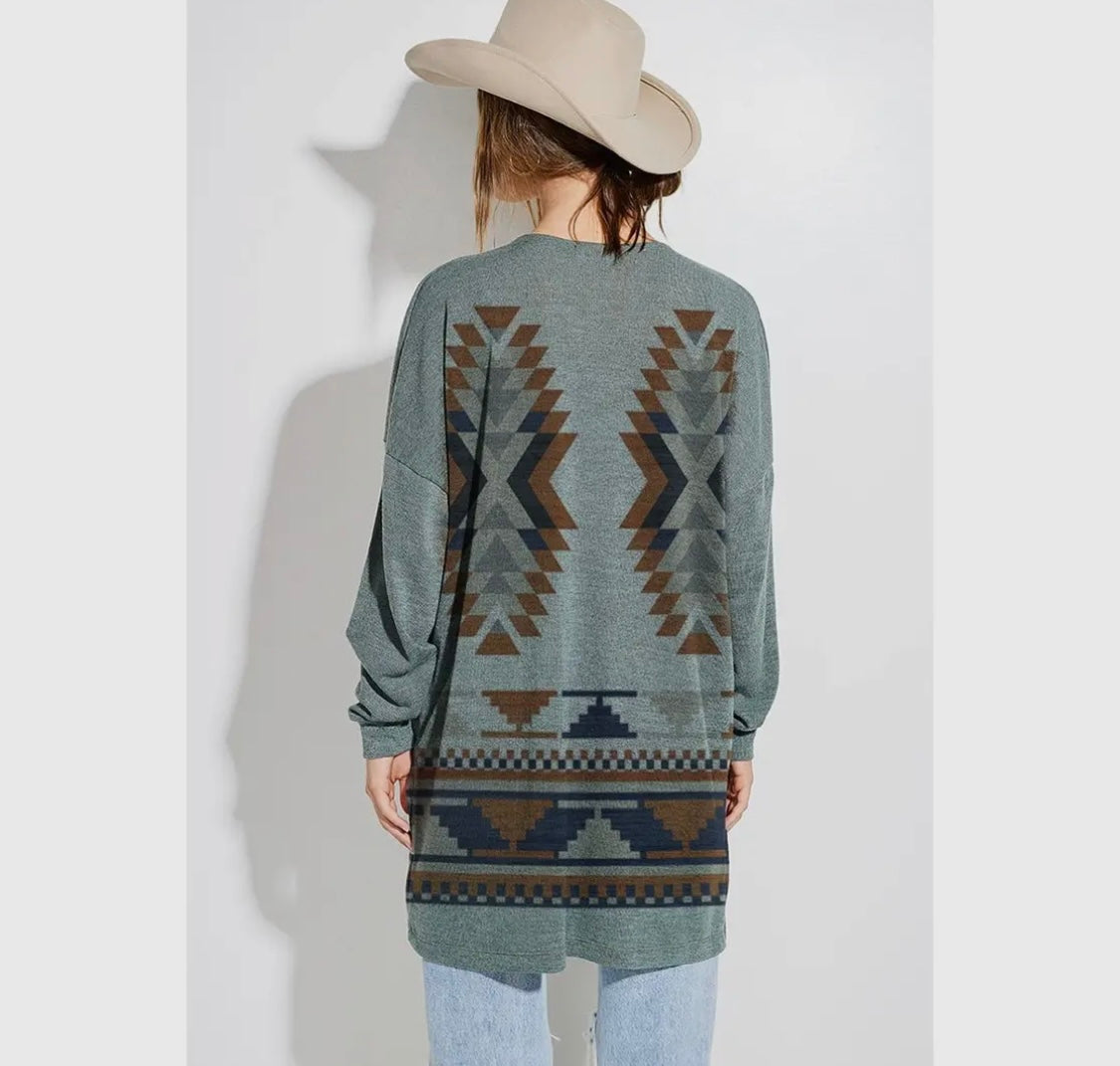 Aztec Print Knit Cardigan
