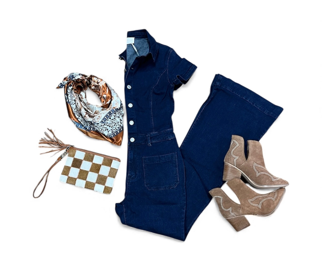 Bellbottom Denim Jumpsuit