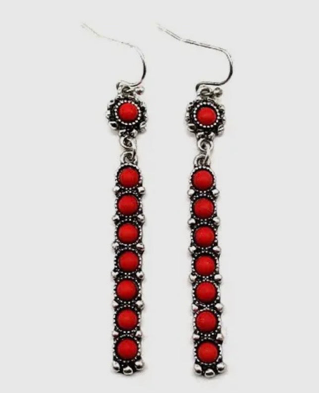 Red Turquoise Dangle Earrings