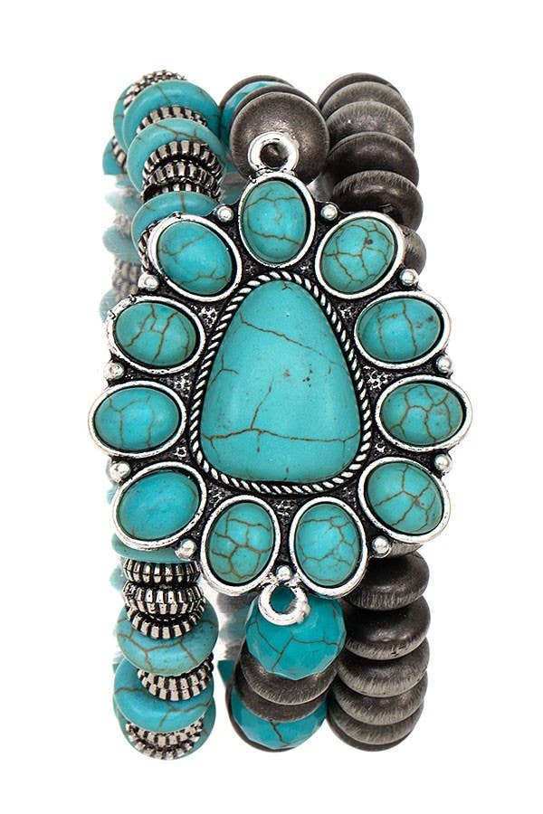 Framed Gemstone Bead Bracelet