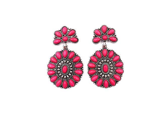 Western Pink Concho Dangle Earrings