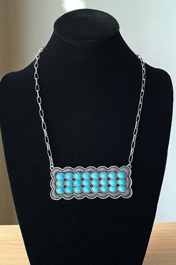 WESTERN TQ BUBBLES METAL PLATE NECKLACE