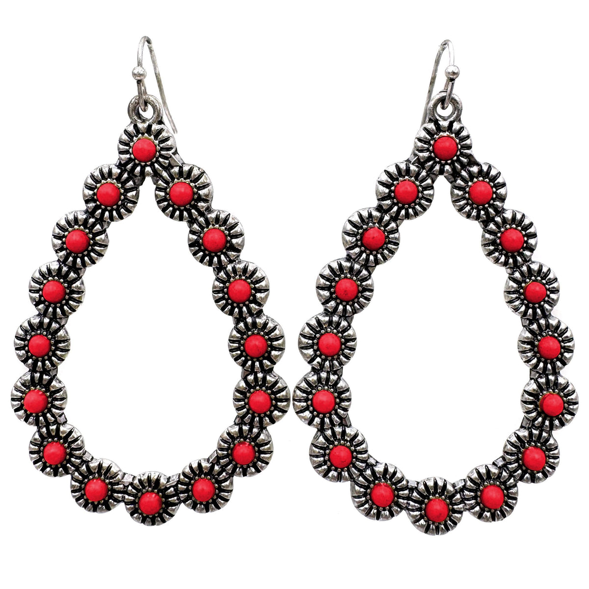 Large Teardrop Shaped Bohemian Flower Earrings