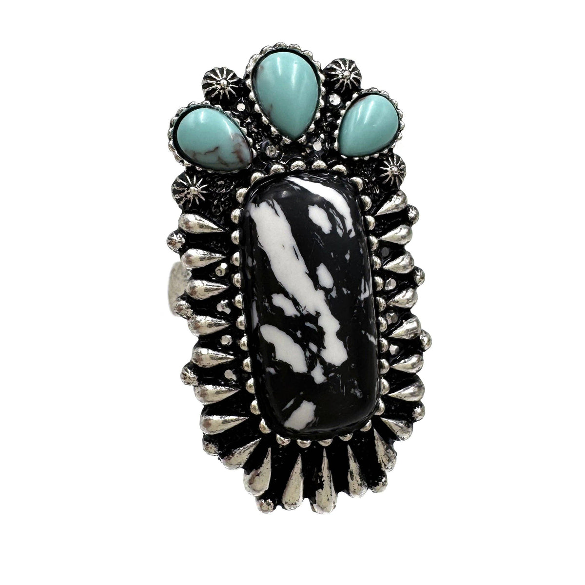 Turquoise Stone Western Band Stretch Ring