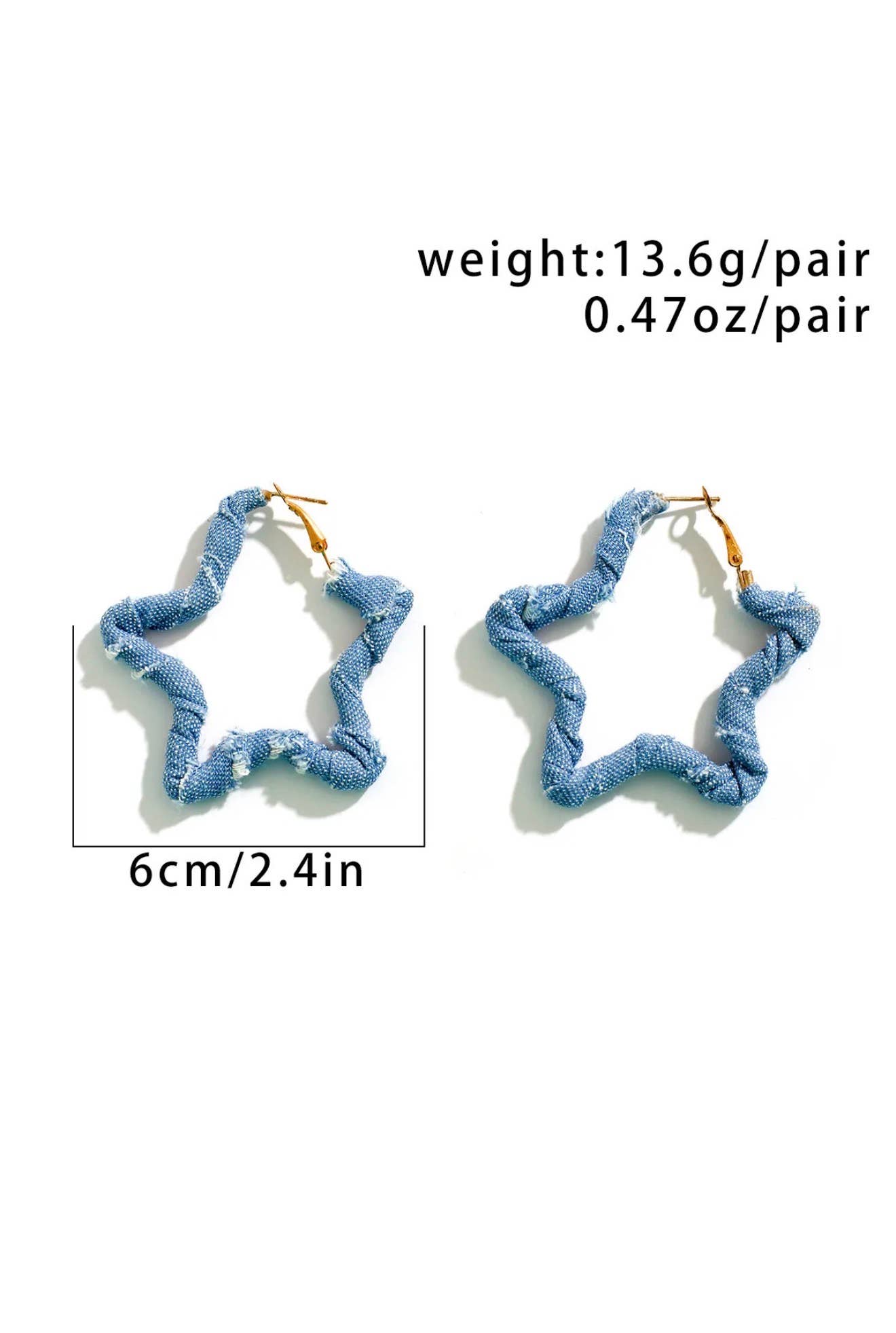 Star or Square Denim Earrings