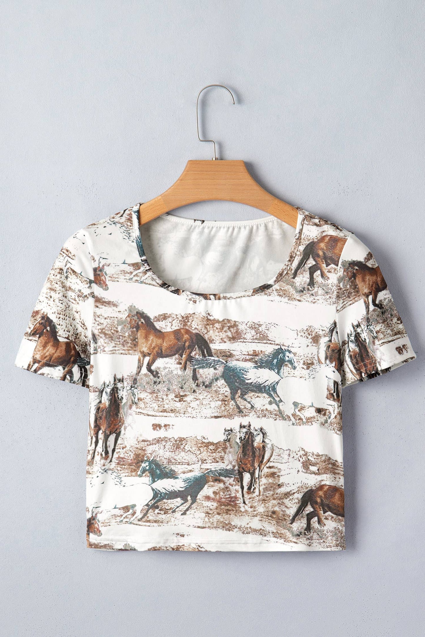 Western Galloping Horses Printed Slim Fit T Shirt (S-XL)