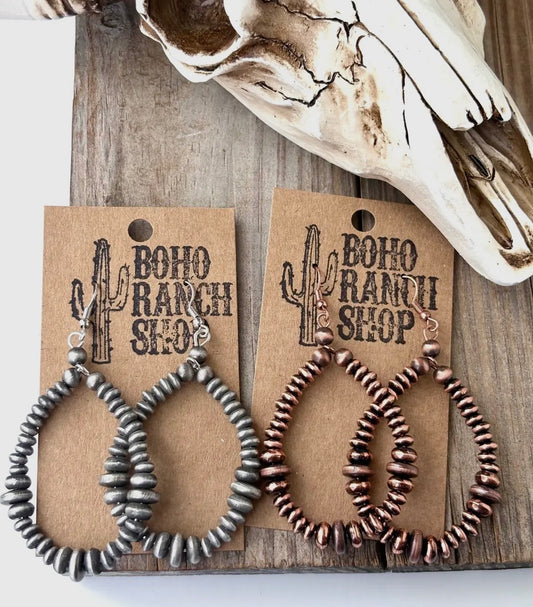 Navajo Double Teardrop Dangle Earrings-Silver