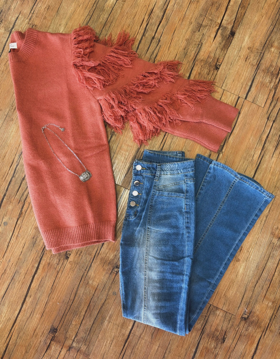 Washed Flare Jeans with Pockets