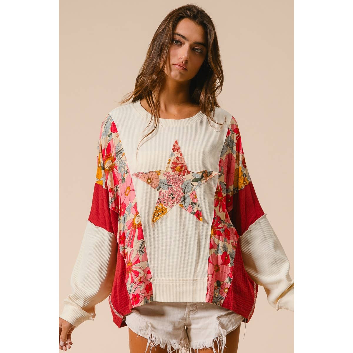 KNIT AND PRINT MIXED AND MATCH TOP