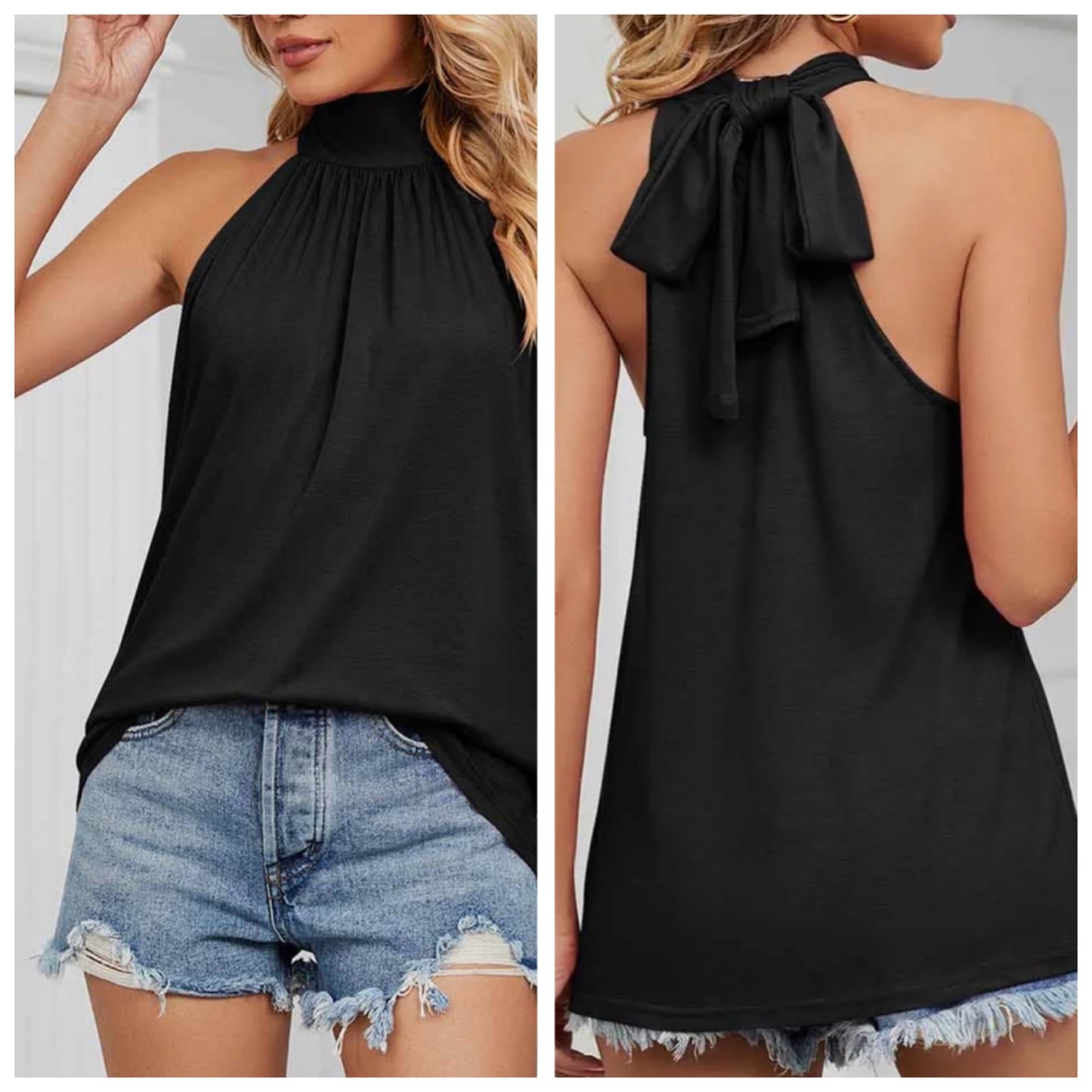 Pleated Halter Neck Top