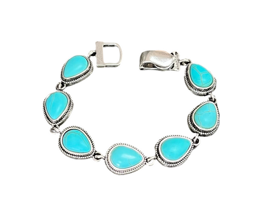 Western Turquoise Teardrop Magnetic Bracelet
