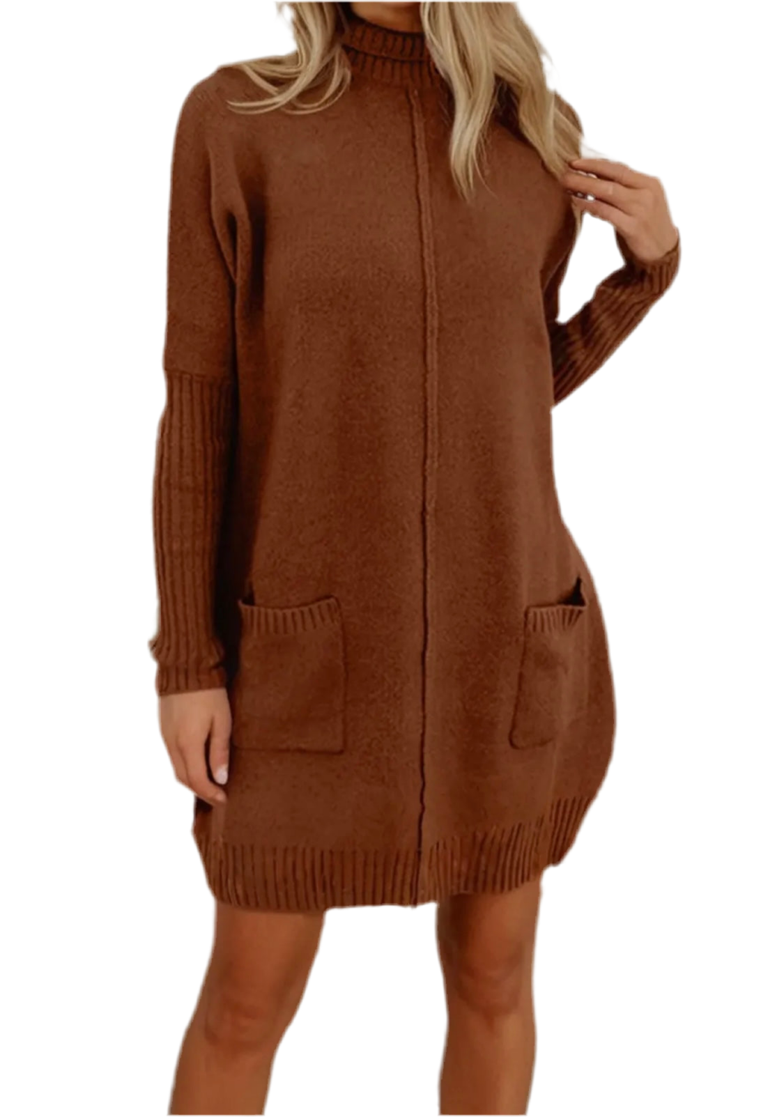 Ribbed Center Seam Sweater Dress
