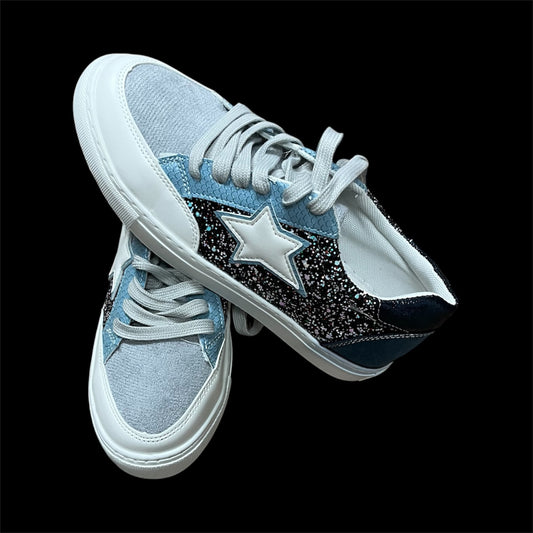 Star Glitter Lace-Up Sneakers