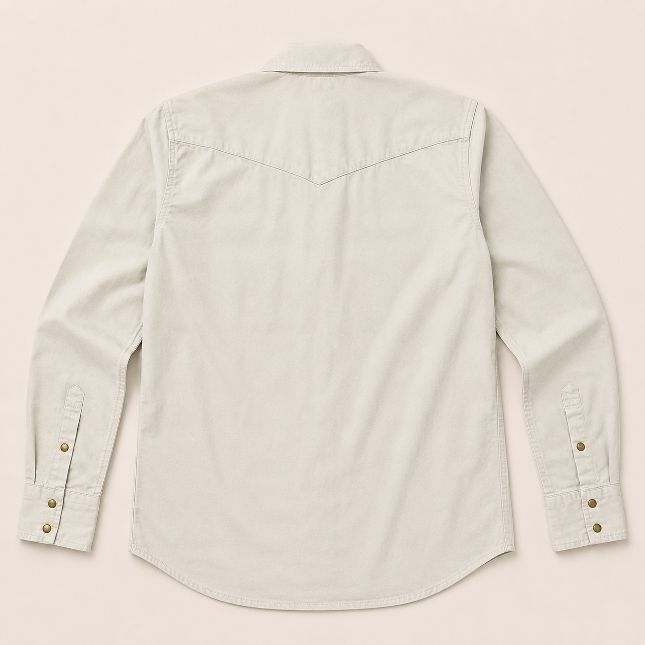Men's Ecru Solid Long Sleeve Cowboy Western Snap Shirt