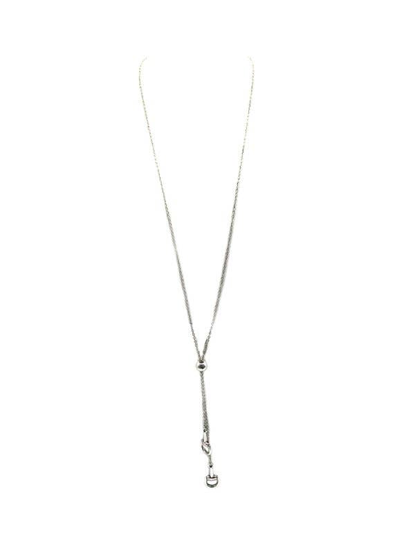 Western Snaffle Bit Bolo Necklace (Alloy Silver)