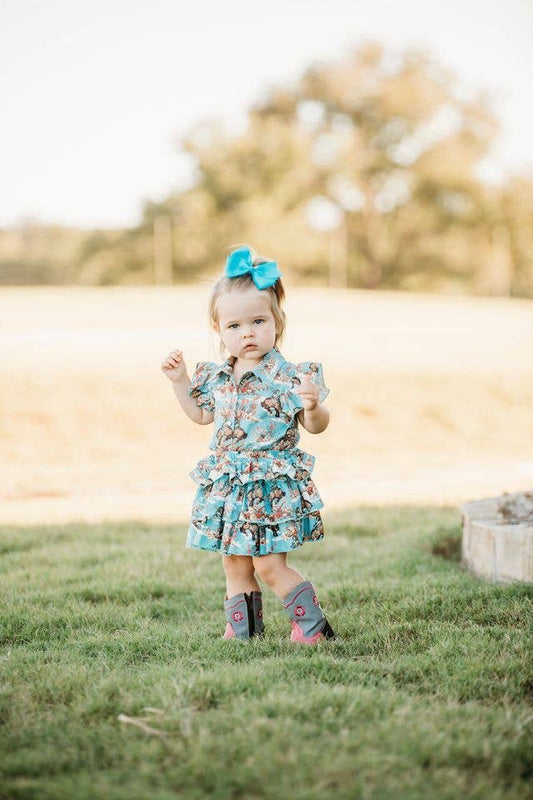 Bucking Bloom SS Pearl Snap Onesie, Size 0-2T