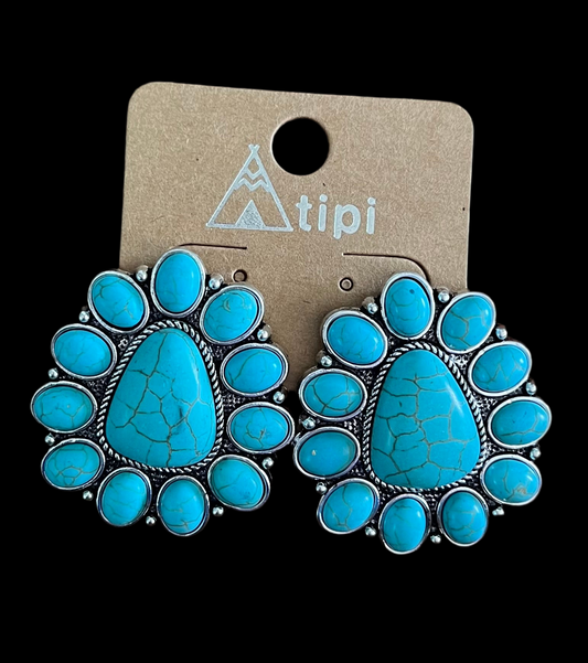 Western Concho Post Earrings
