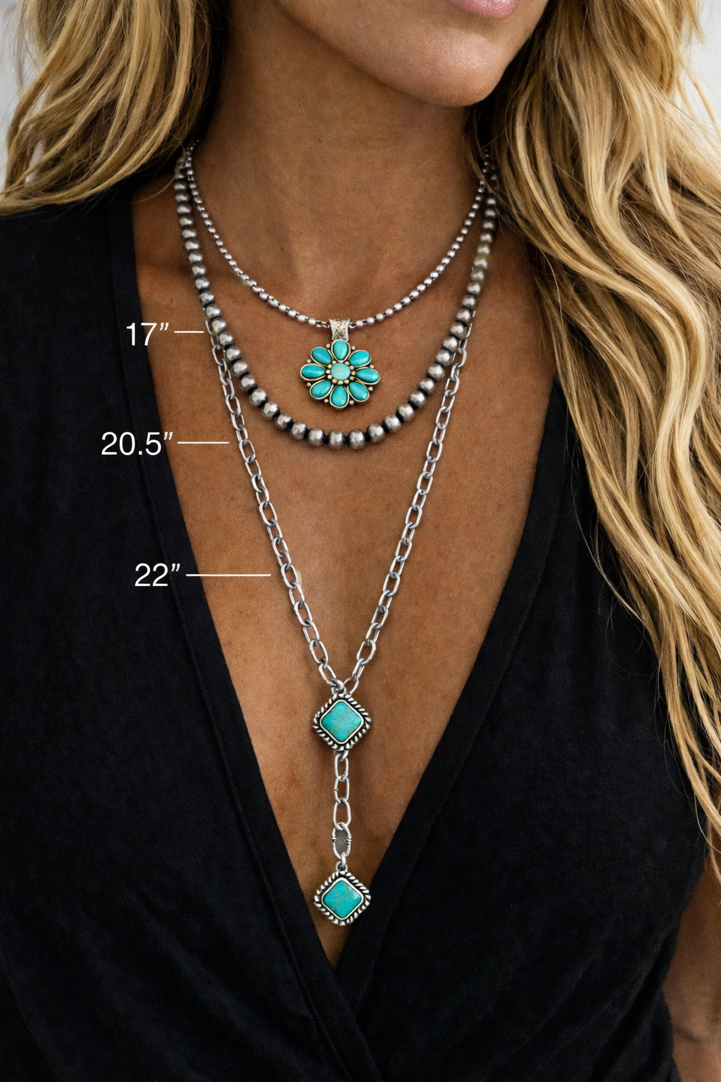 3pc Western Style Pendant & Navajo Pearl Necklace Set