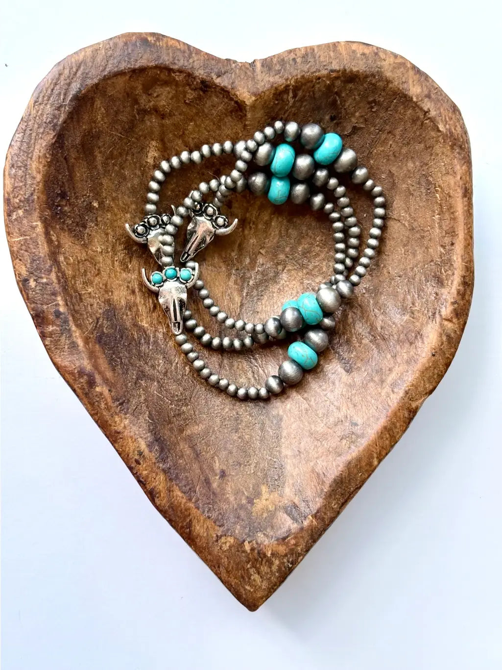 3 Layer Navajo Pearl & Stone Stackable Stretch Bracelet