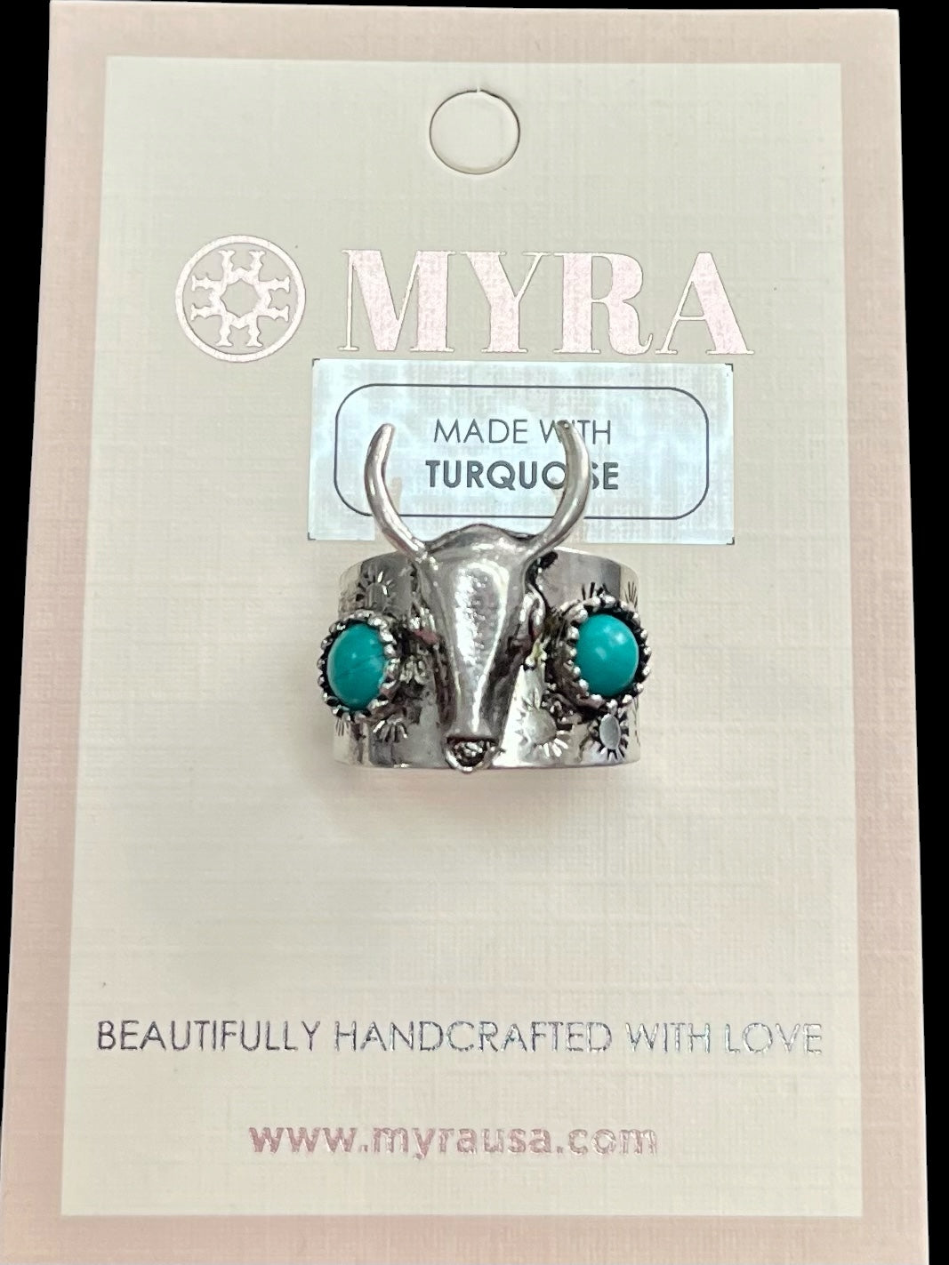Myra Longhorn Steel and Turquoise Ring