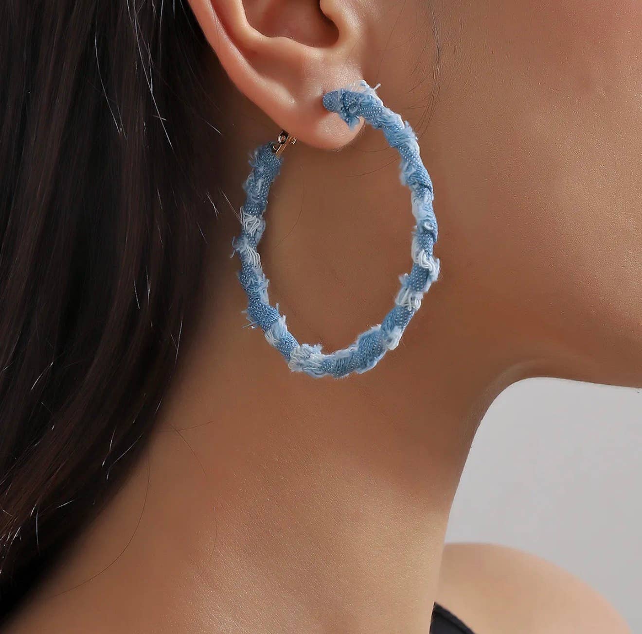 Denim Hoop Earrings