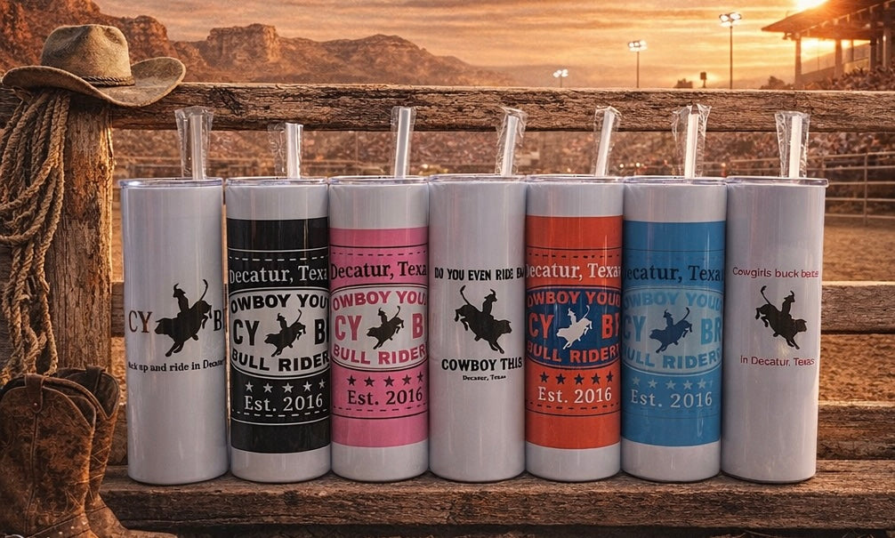 Custom Tumblers Skinny 20 oz. (includes tumbler, lid, a metal straw, and a cleaning brush)