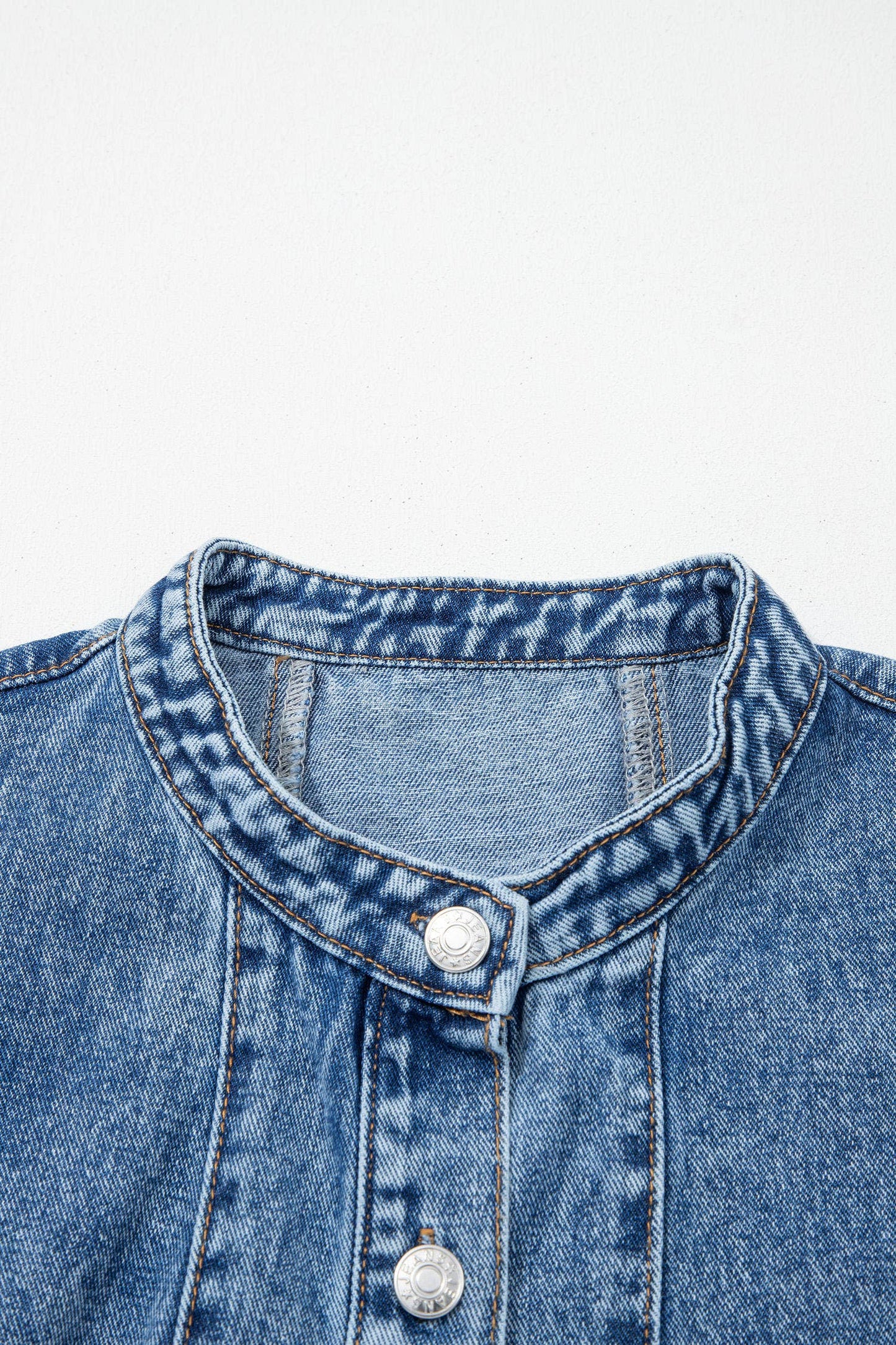 Western Belt Button Down Sleeveless Denim Short Dress (S-XL)