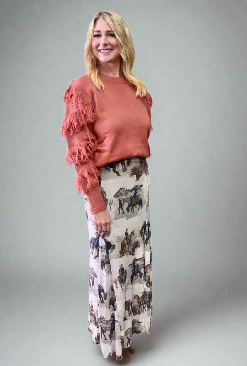Knitted Tied String Tassel Sweater